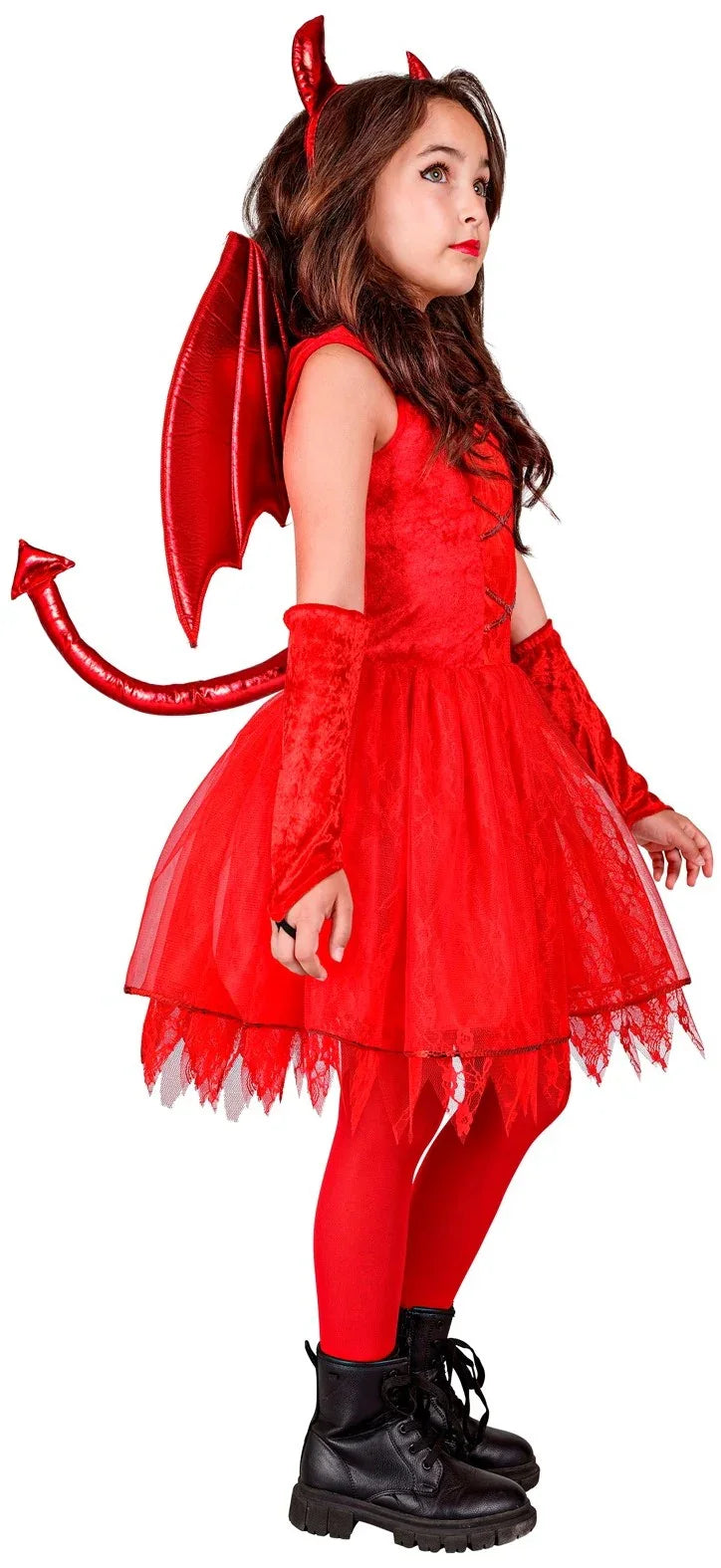 Disfraz de Demonia Roja con Alas para Niña Demonios Widmann