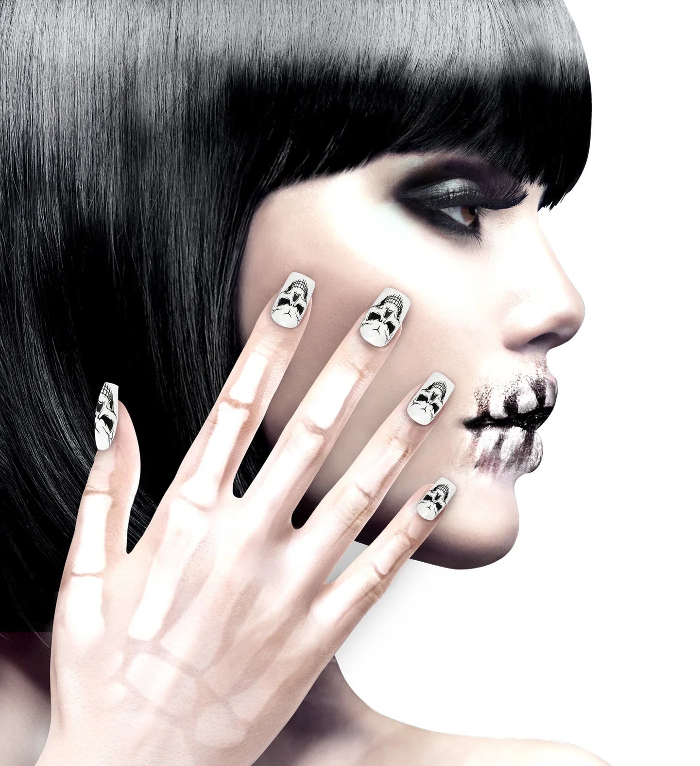 Uñas Postizas de Calaveras Blancas Uñas Postizas Widmann