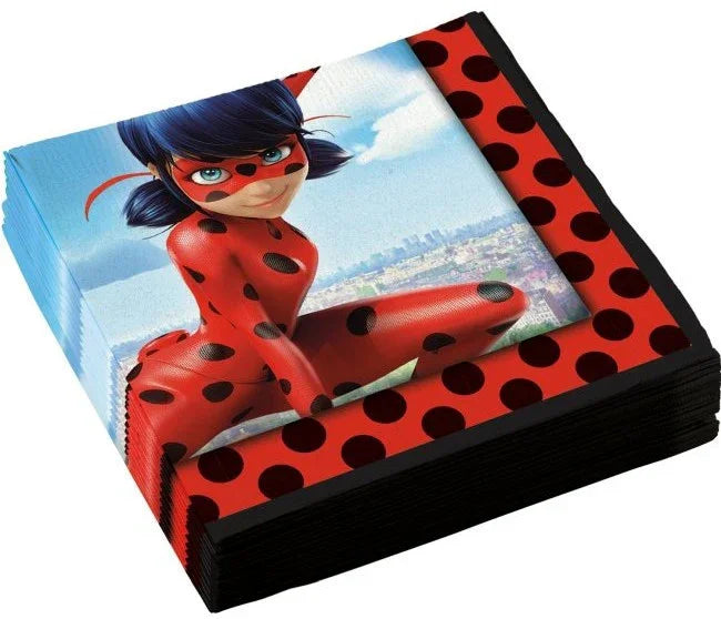 Pack de 20 Servilletas de Ladybug Decoración y Menaje Superhéroes Liragram
