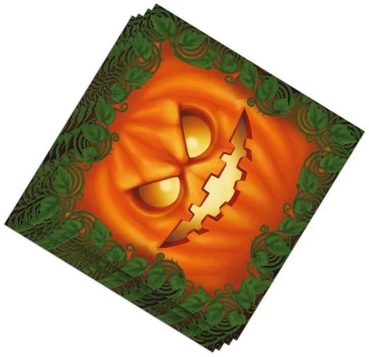 Pack 12 Servilletas de Calabaza Sonriente Menaje Halloween Guirca