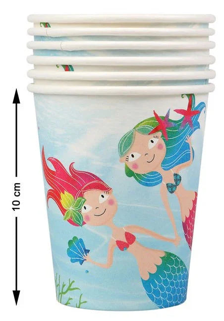 Pack de 6 Vasos de Sirenas del Mar Decoración y Menaje de Dibujos Animados Atosa