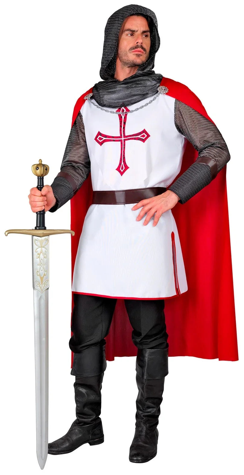 Disfraz de Caballero Templario con Capa para Hombre Caballeros y Cruzados Medievales Widmann