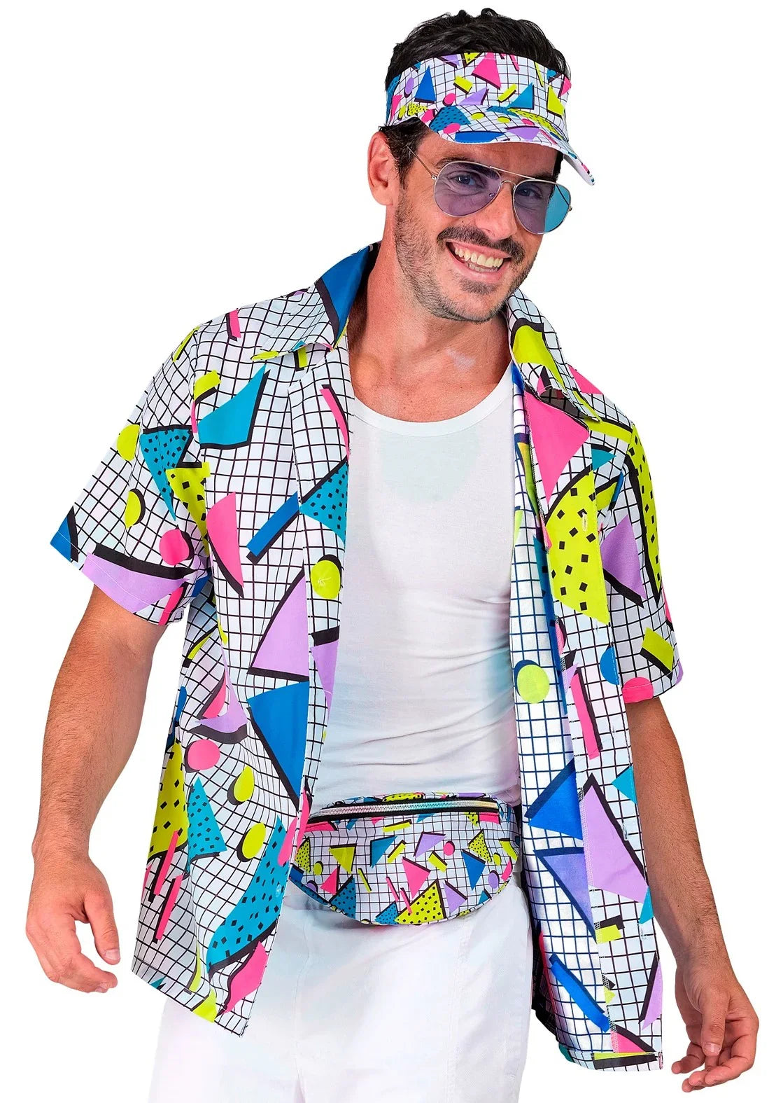 Camisa Funky Años 80 Blanca para Adulto Años 80 Widmann