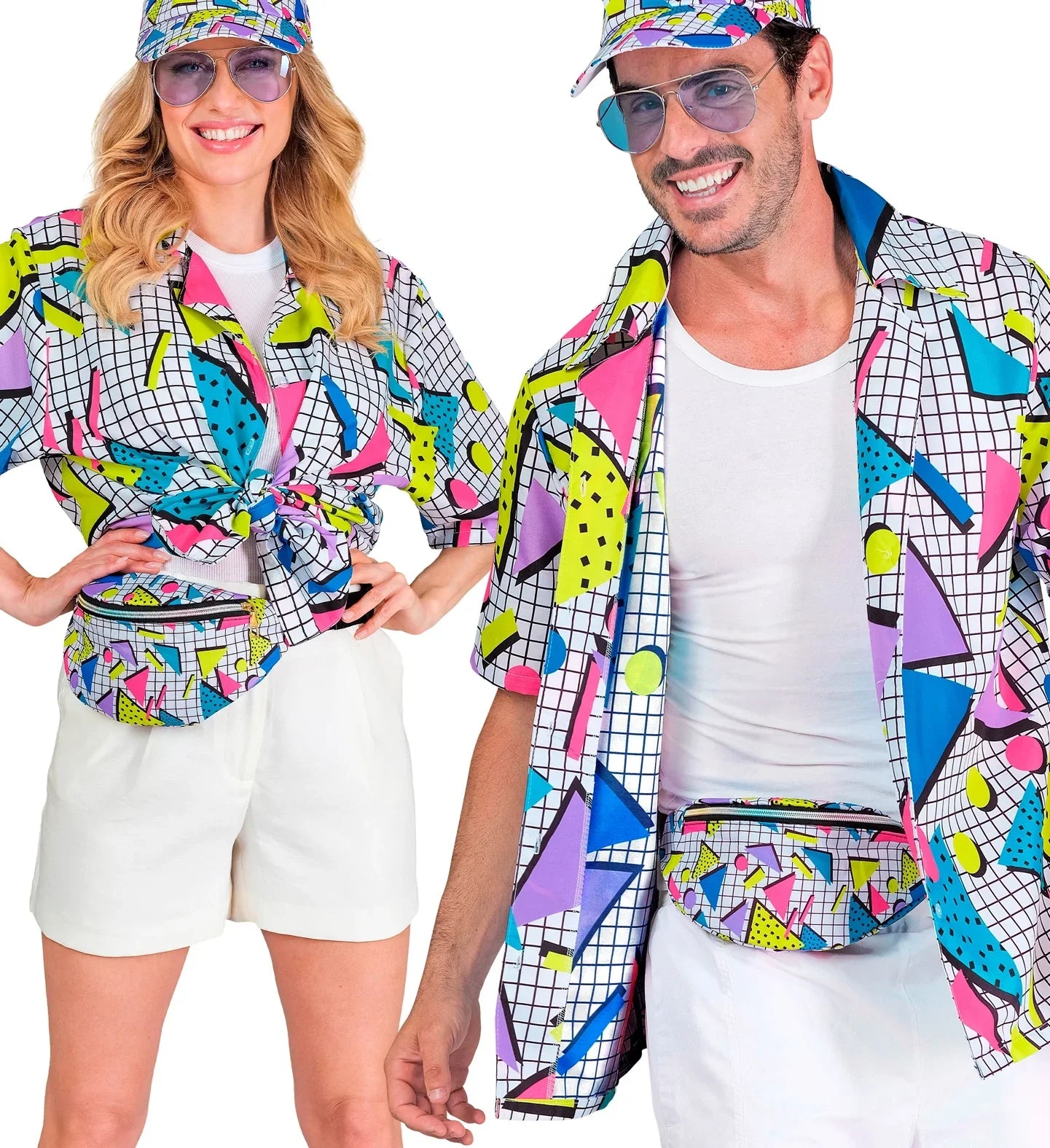 Camisa Funky Años 80 Blanca para Adulto Años 80 Widmann