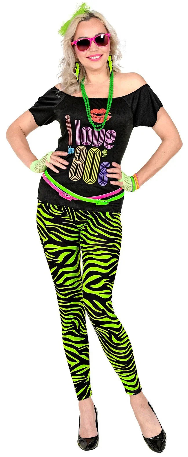 Leggings con Estampado de Tigre Verde Neón Fluorescente Leggings Widmann