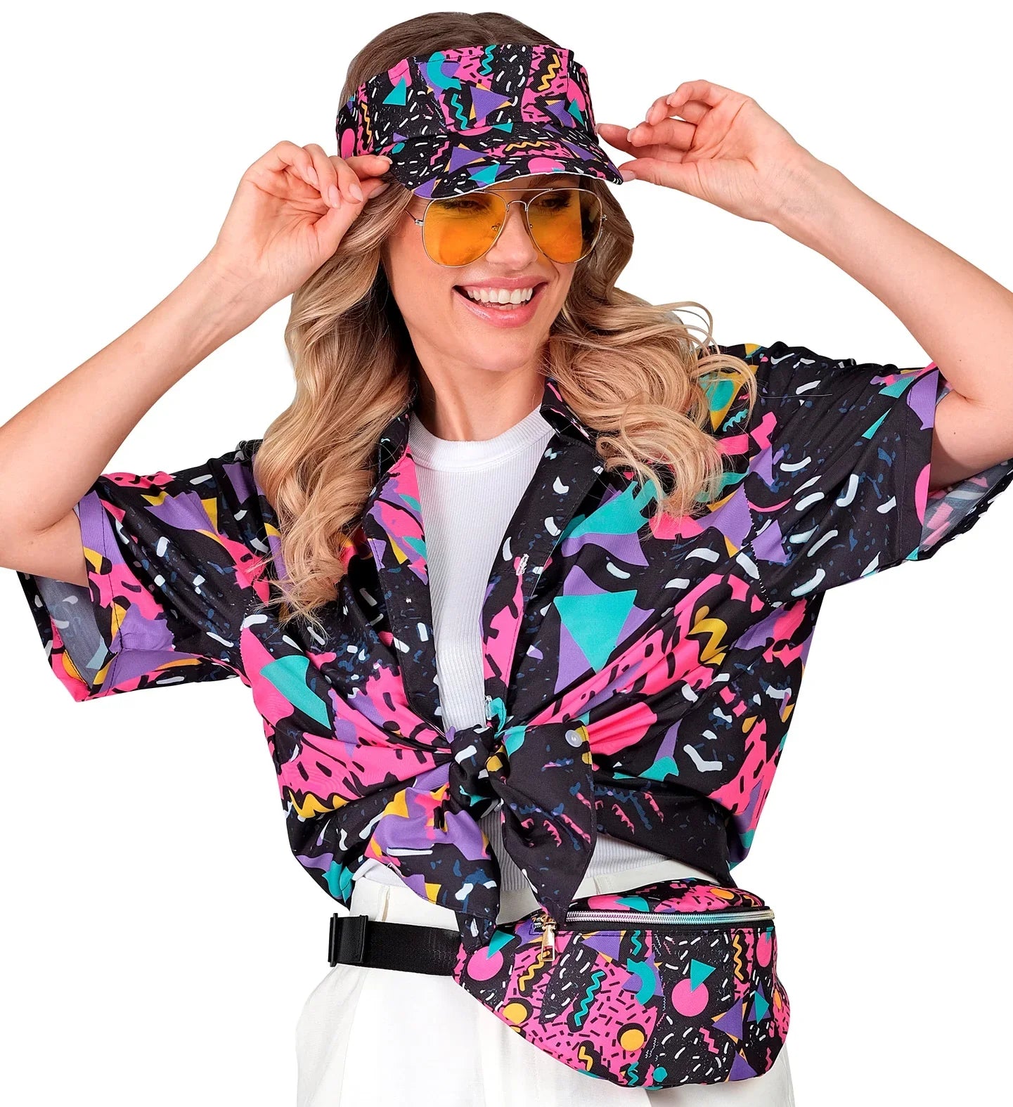 Camisa Funky Años 80 Negra para Adulto Años 80 Widmann