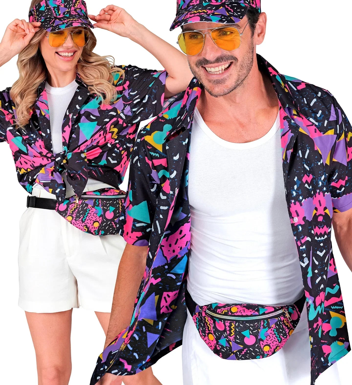 Camisa Funky Años 80 Negra para Adulto Años 80 Widmann