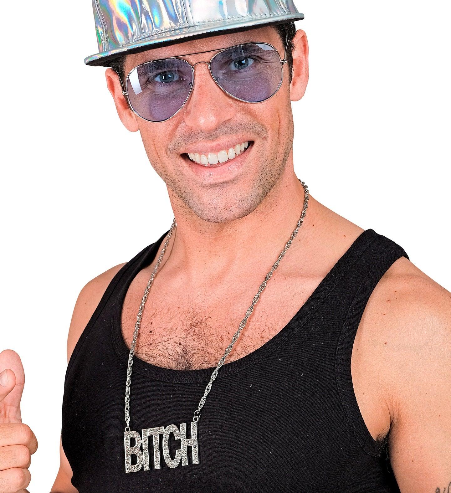 Collar Plateado con Colgante BITCH con Pedrería Collares, Colgantes y Gargantillas Widmann