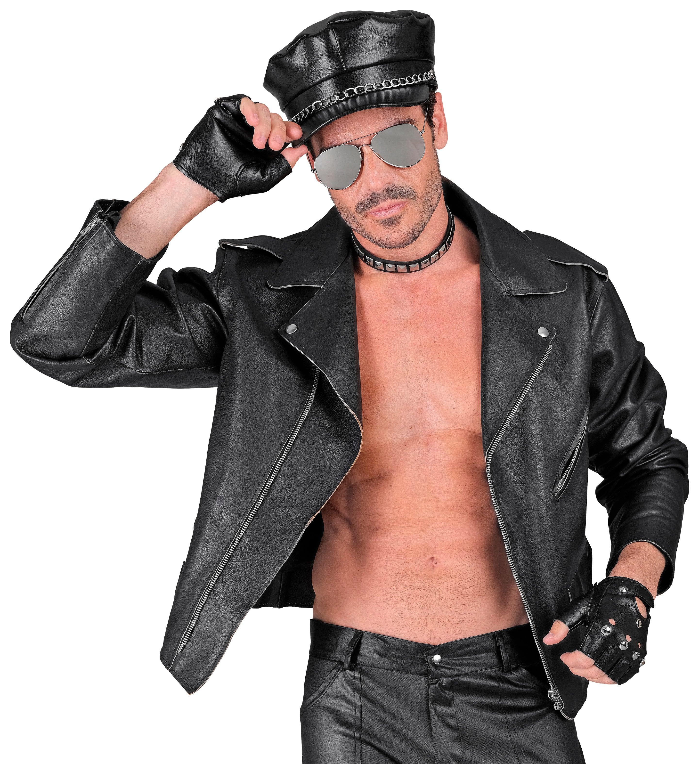 Kit de Motero Rockero con Gorra, Guantes, Collar y Gafas Complementos Rockeros y Moteros Widmann