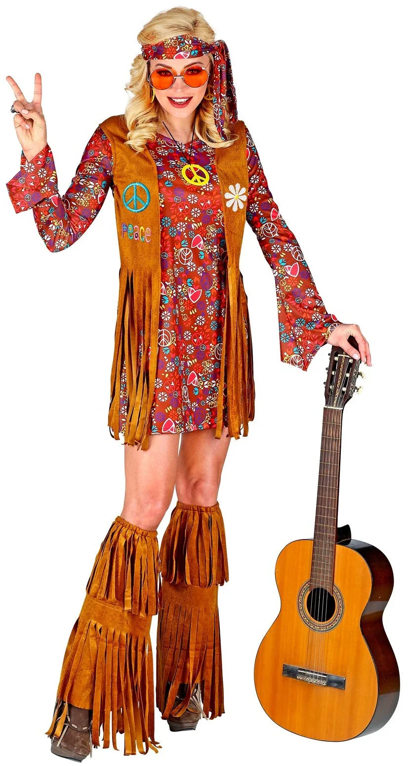 Disfraz de Hippie Corto con Flecos para Mujer Hippies Widmann