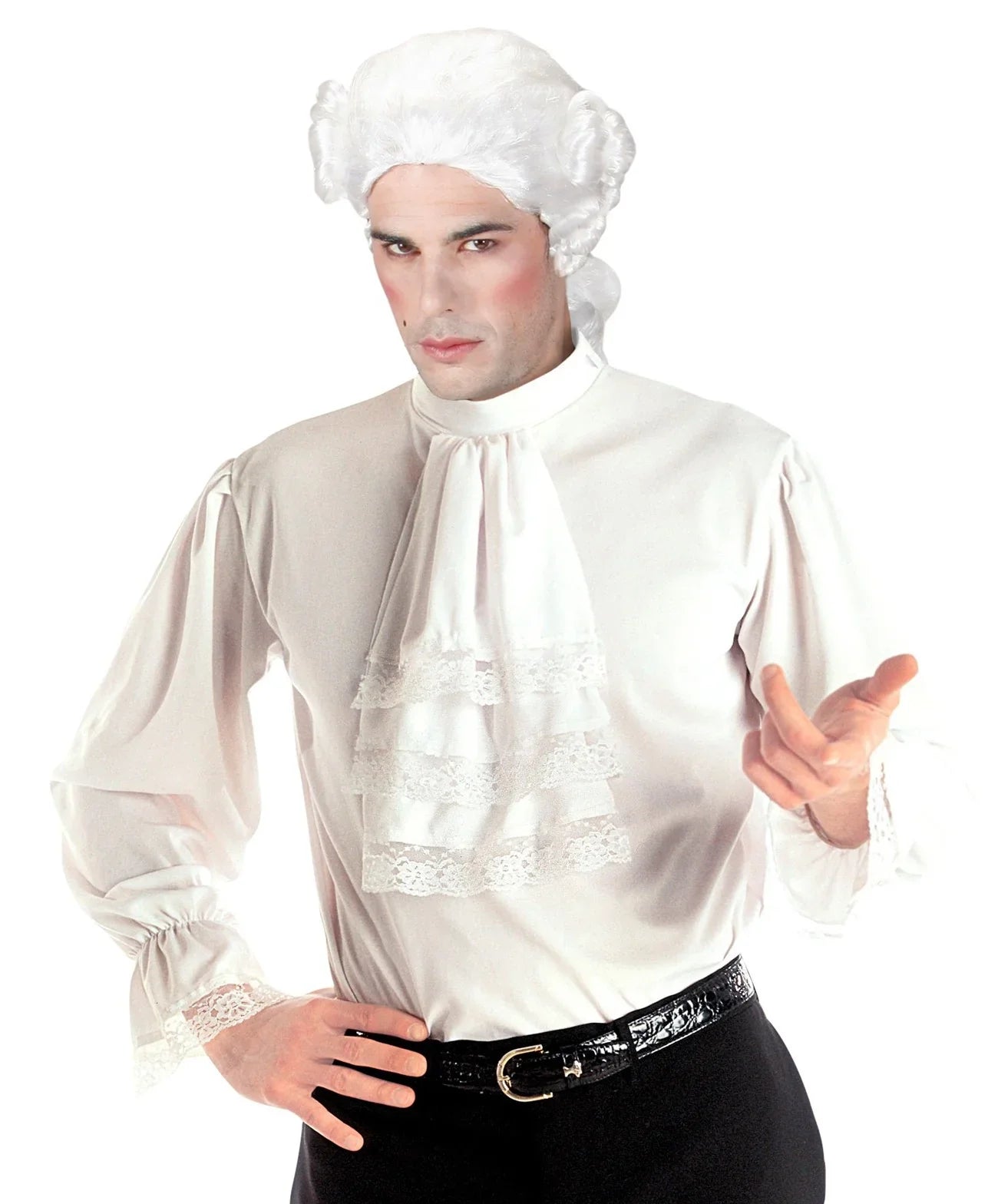 Camisa Blanca de Época con Chorreras y Puños de Encaje Complementos Venecianos y de Época Widmann