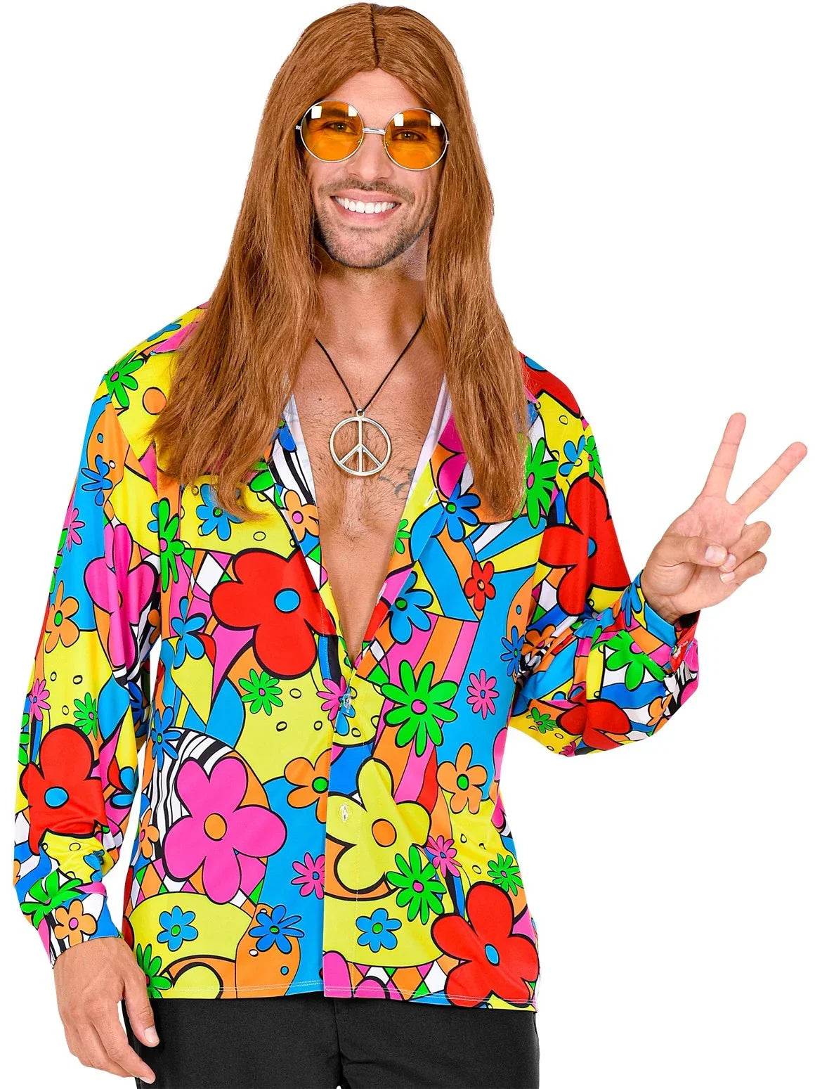 Camisa Hippie Colorida con Flores para Hombre Complementos Hippies Widmann