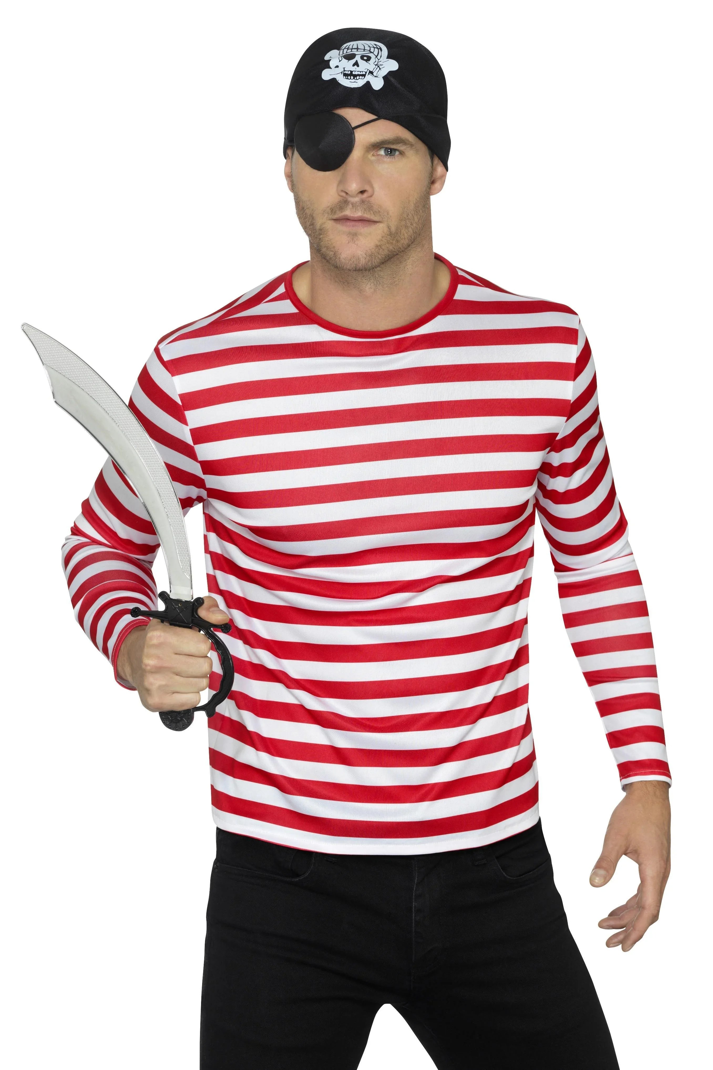 Camiseta de Rayas Rojas y Blancas para Adulto Chaquetas, Chalecos y Camisas Smiffys