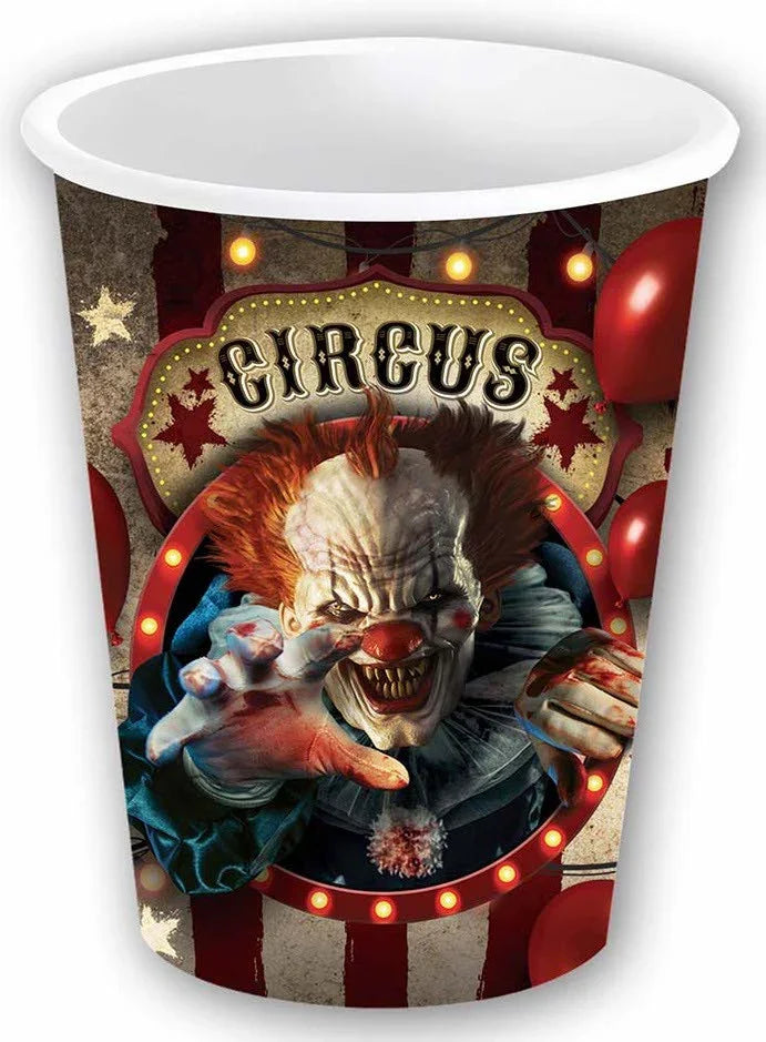 Pack 6 Vasos Circo Payaso Asesino Menaje Halloween Guirca