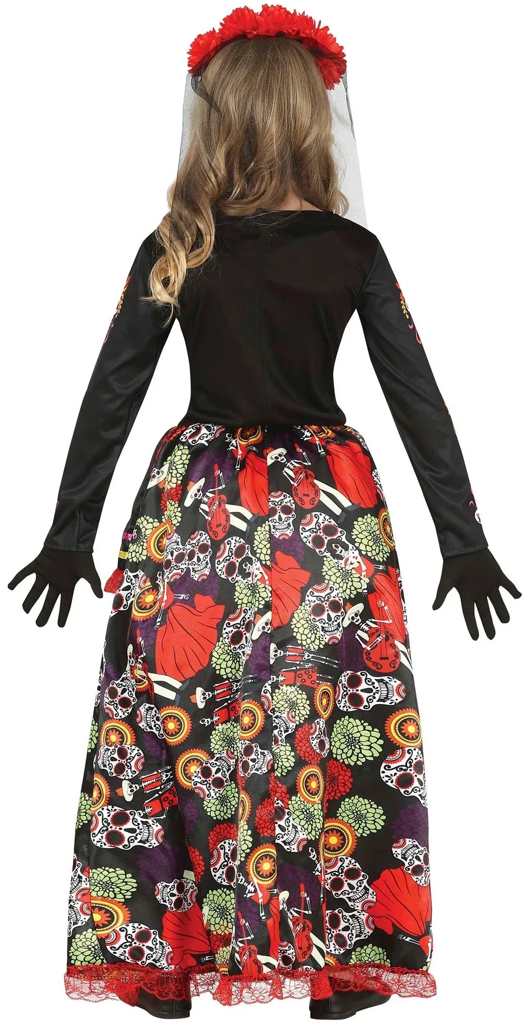 Disfraz de Catrina Muerte Mexicana Largo para Niña Catrina Guirca