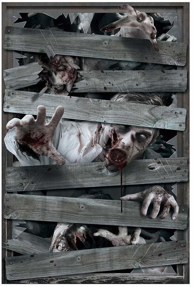 Decoración Ventana Ataque Zombie Decoración Halloween Guirca