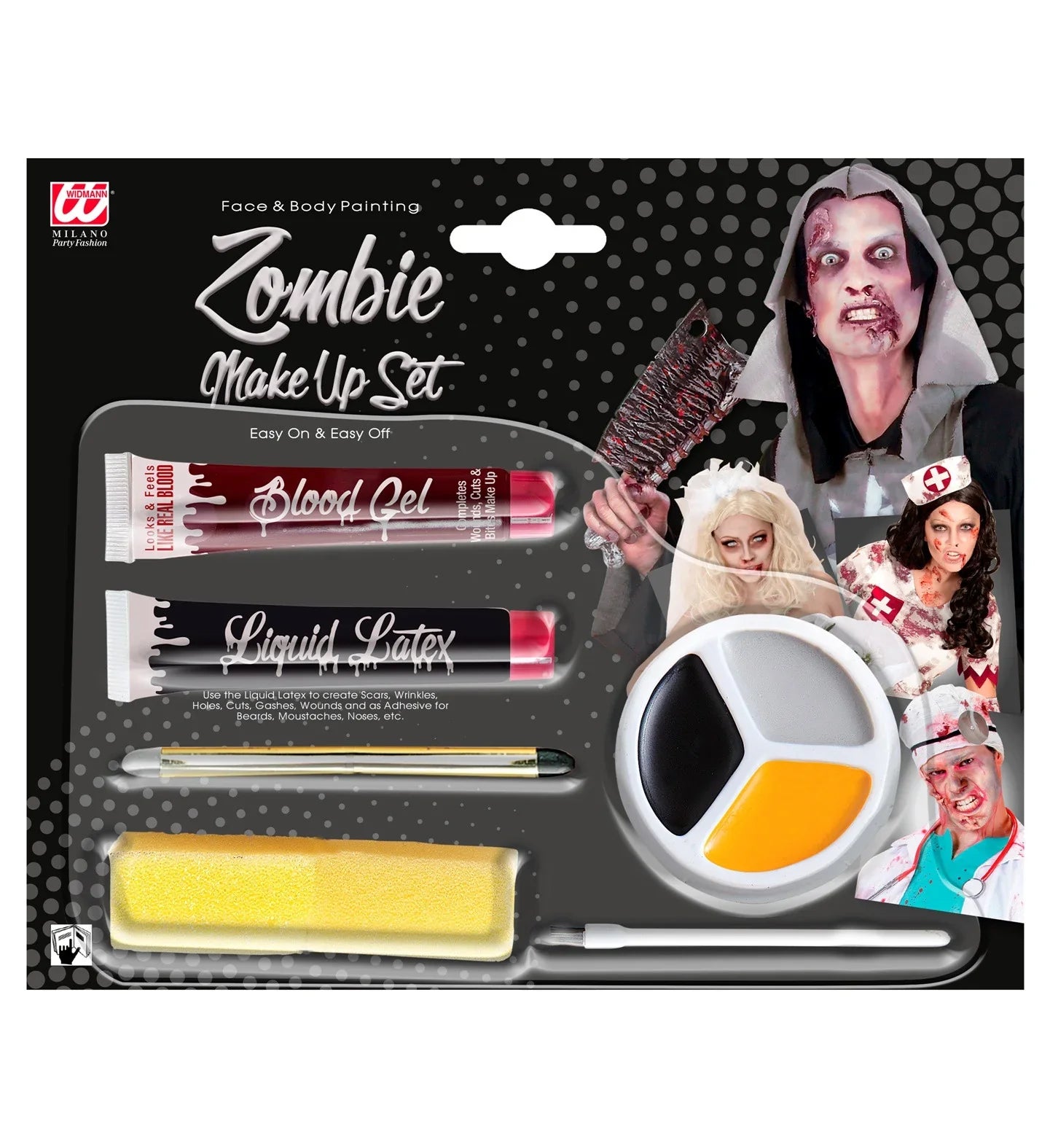 Kit de Maquillaje Zombie con Sangre y Látex Líquido Kits de Maquillaje Widmann