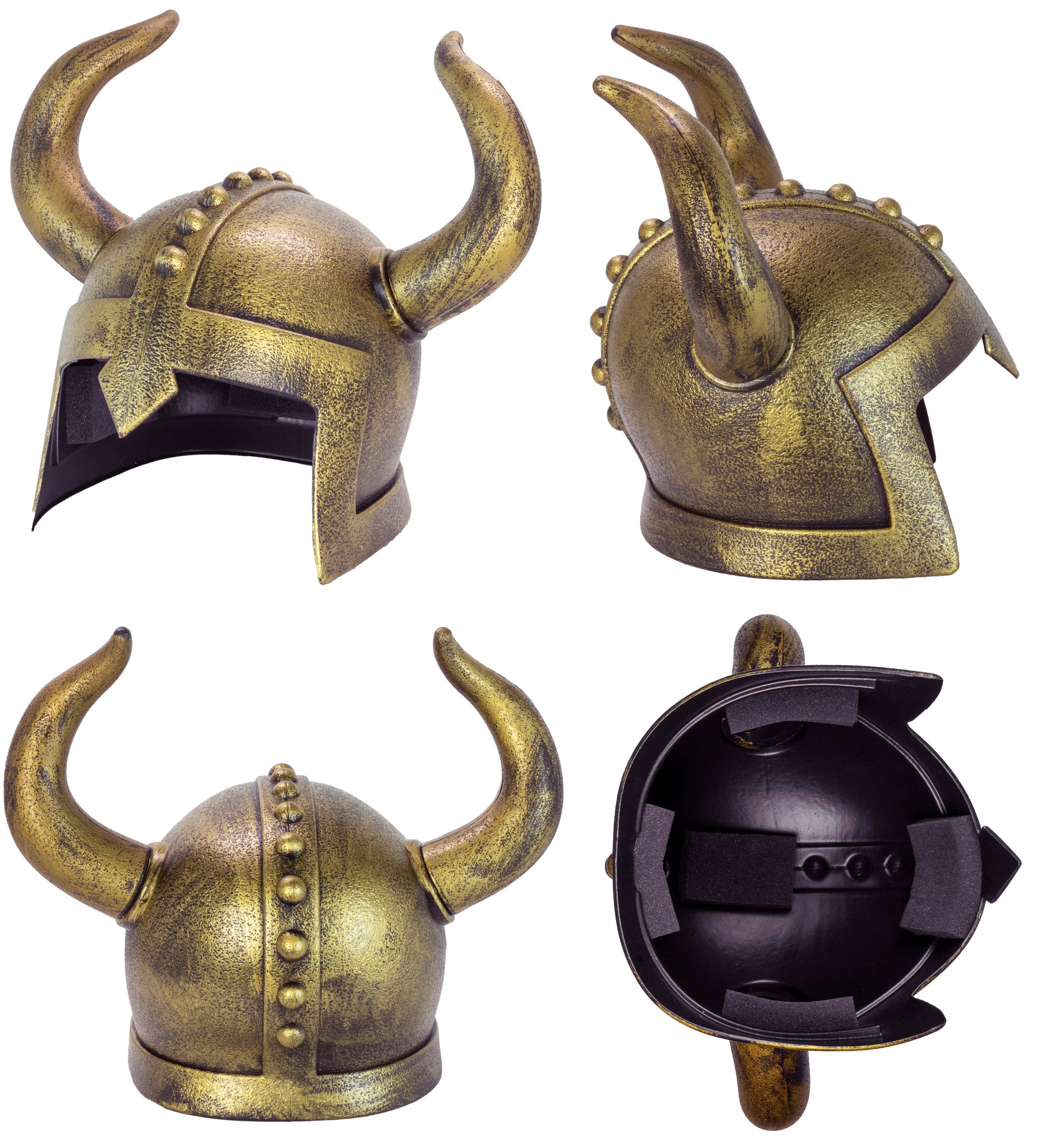 Casco Vikingo Dorado Envejecido con Cuernos Complementos Vikingos Widmann