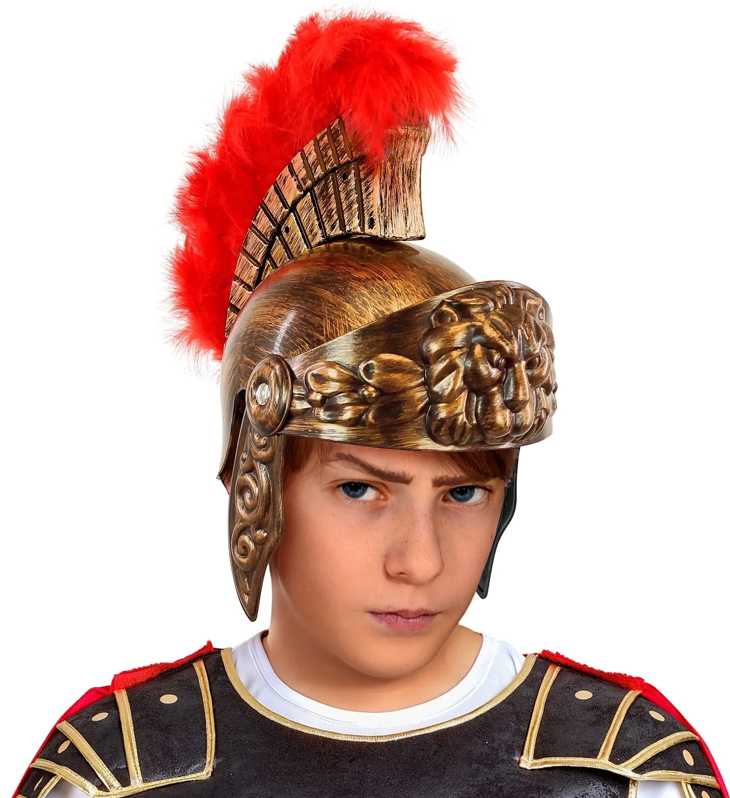 Casco de Centurión Romano con Penacho Rojo para Niño Complementos Romanos y Griegos Widmann