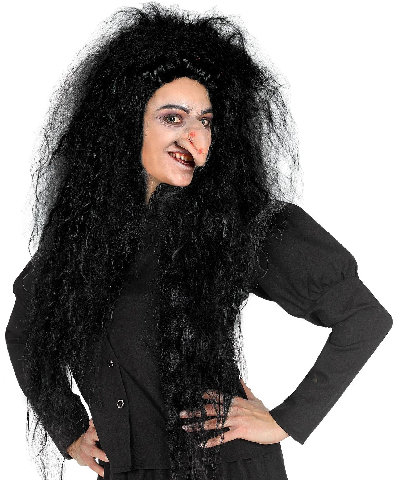 Peluca de Rockera Morena Afro Larga Brujas Widmann