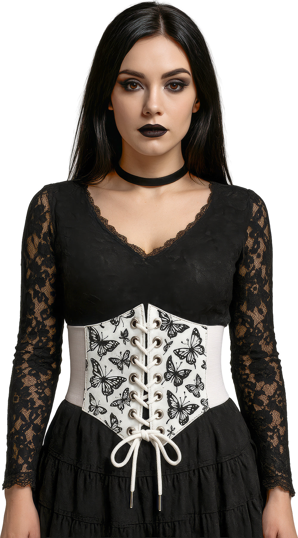 Corset en satin noir pour femme