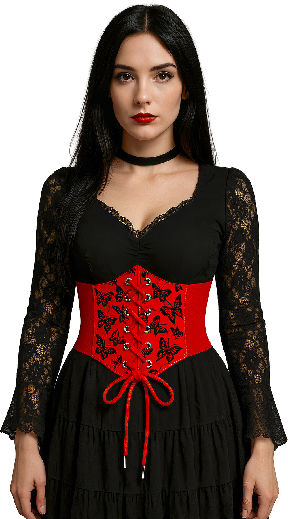 Corset en satin noir pour femme