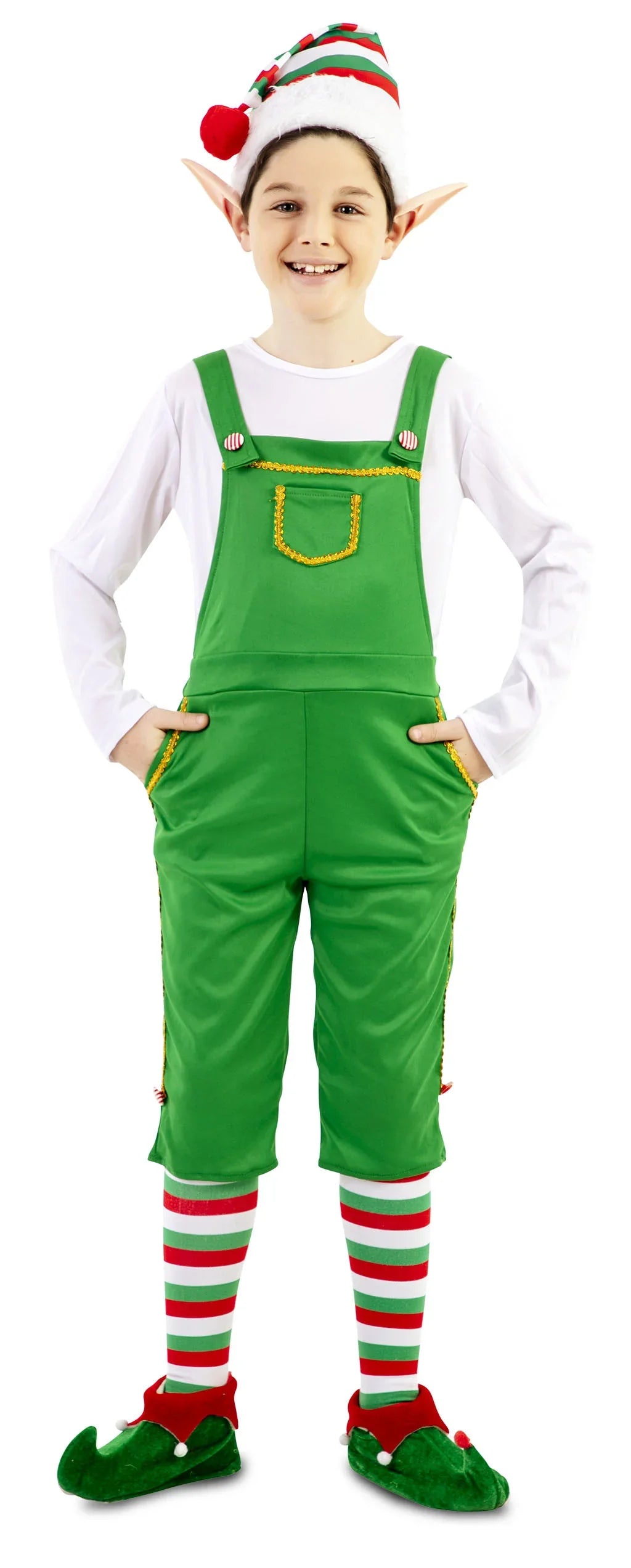 Disfraz de Elfo con Peto para Niño Elfos Navideños EuroCarnavales