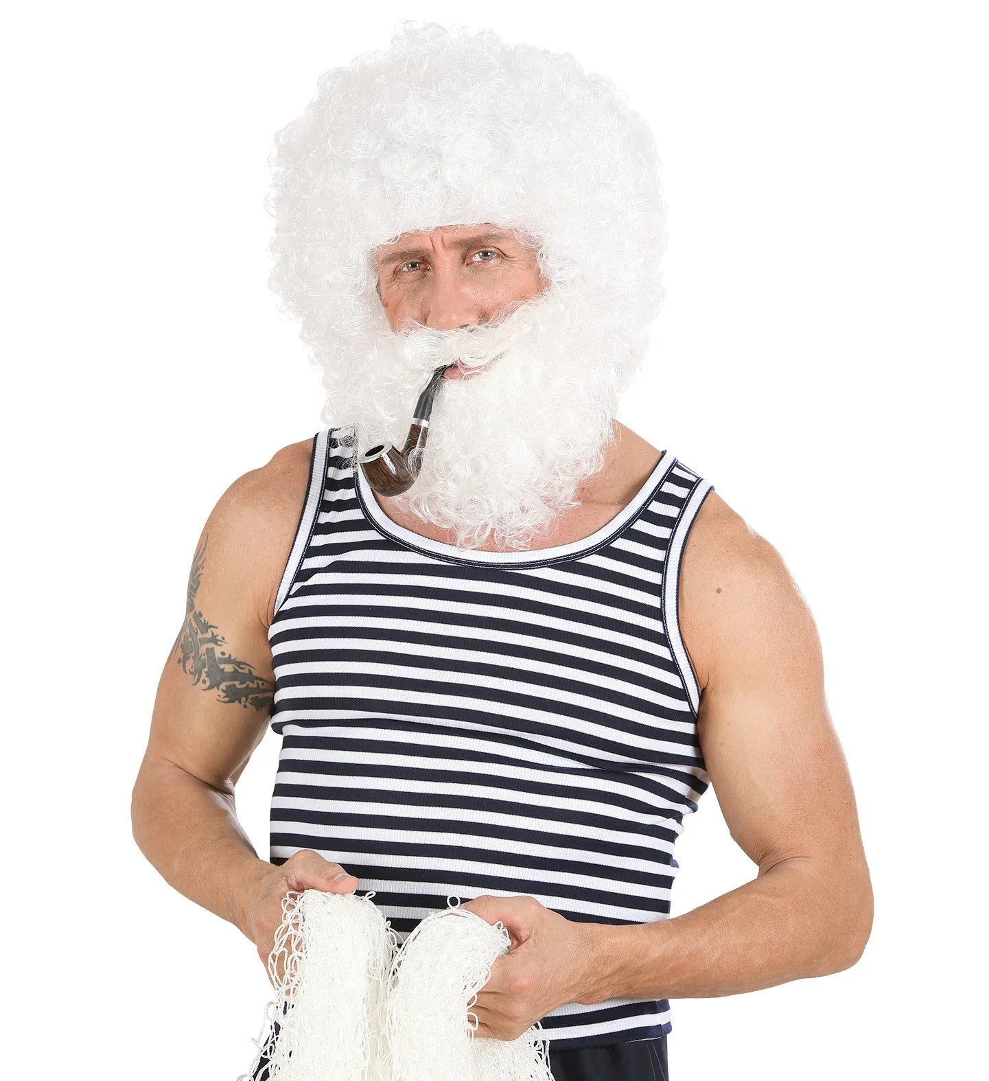 Peluca Blanca Rizosa con Barba COMPLEMENTOS Widmann