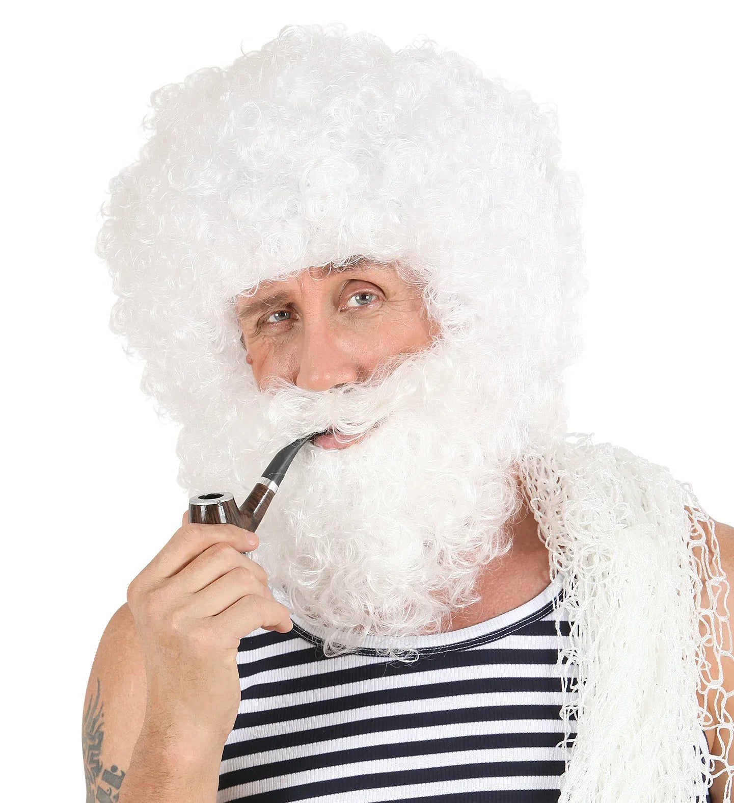 Peluca Blanca Rizosa con Barba COMPLEMENTOS Widmann