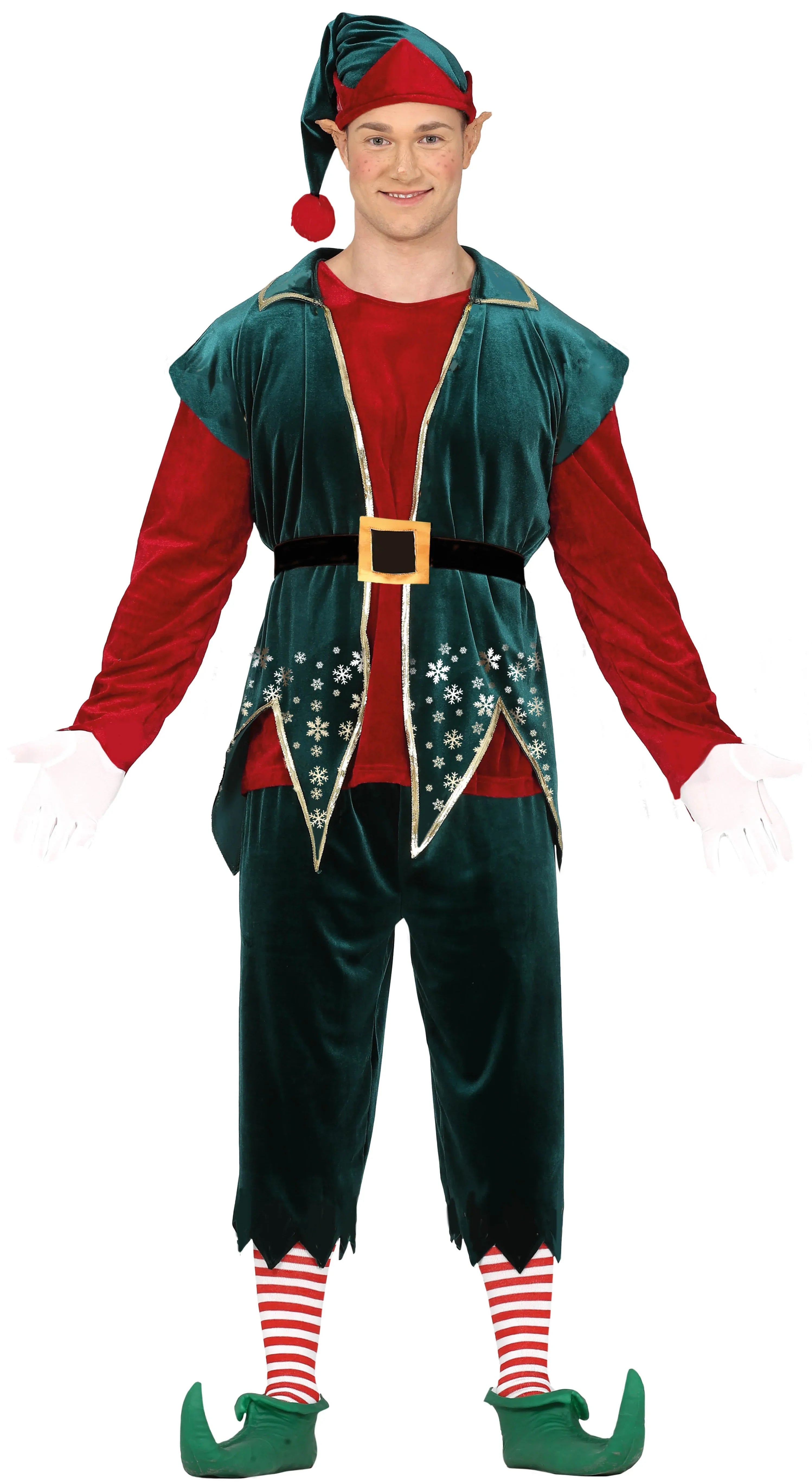 Disfraz de Elfo Navideño Copos de Nieve para Hombre Elfos Navideños Guirca