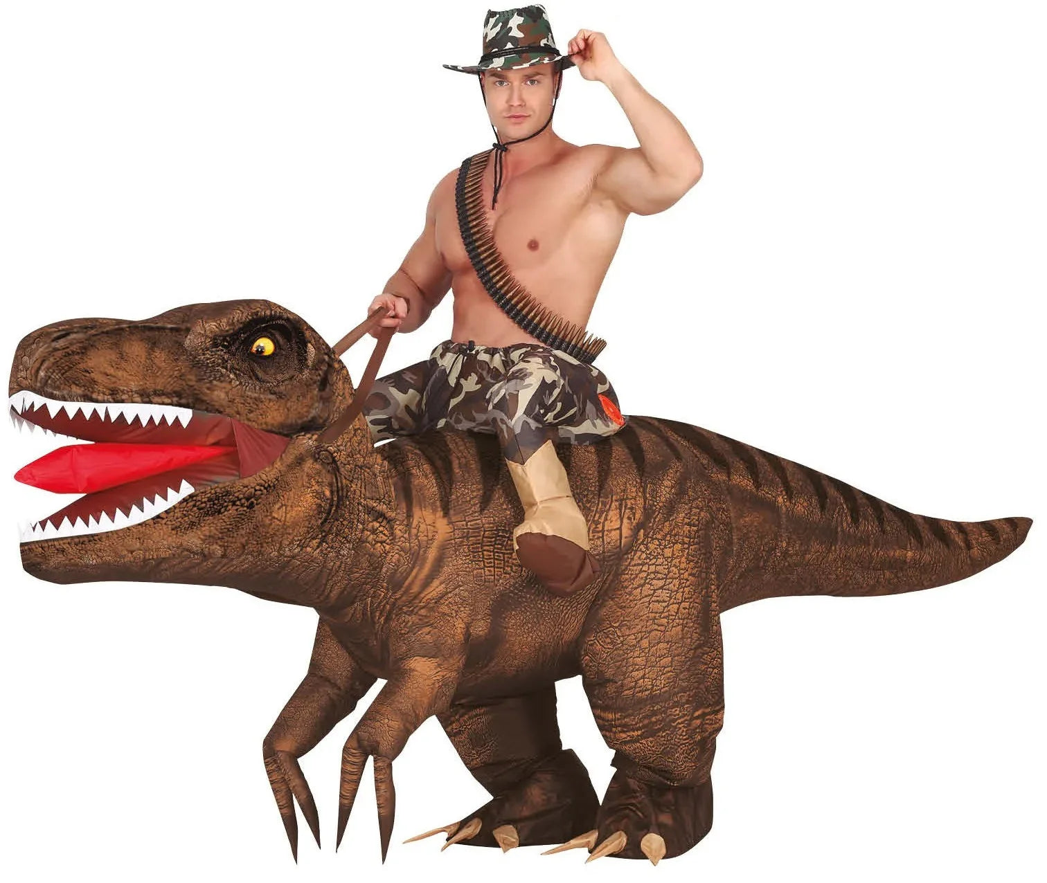 Disfraz de Hombre en T-Rex Hinchable para Adulto Dragón y Dinosaurio Guirca