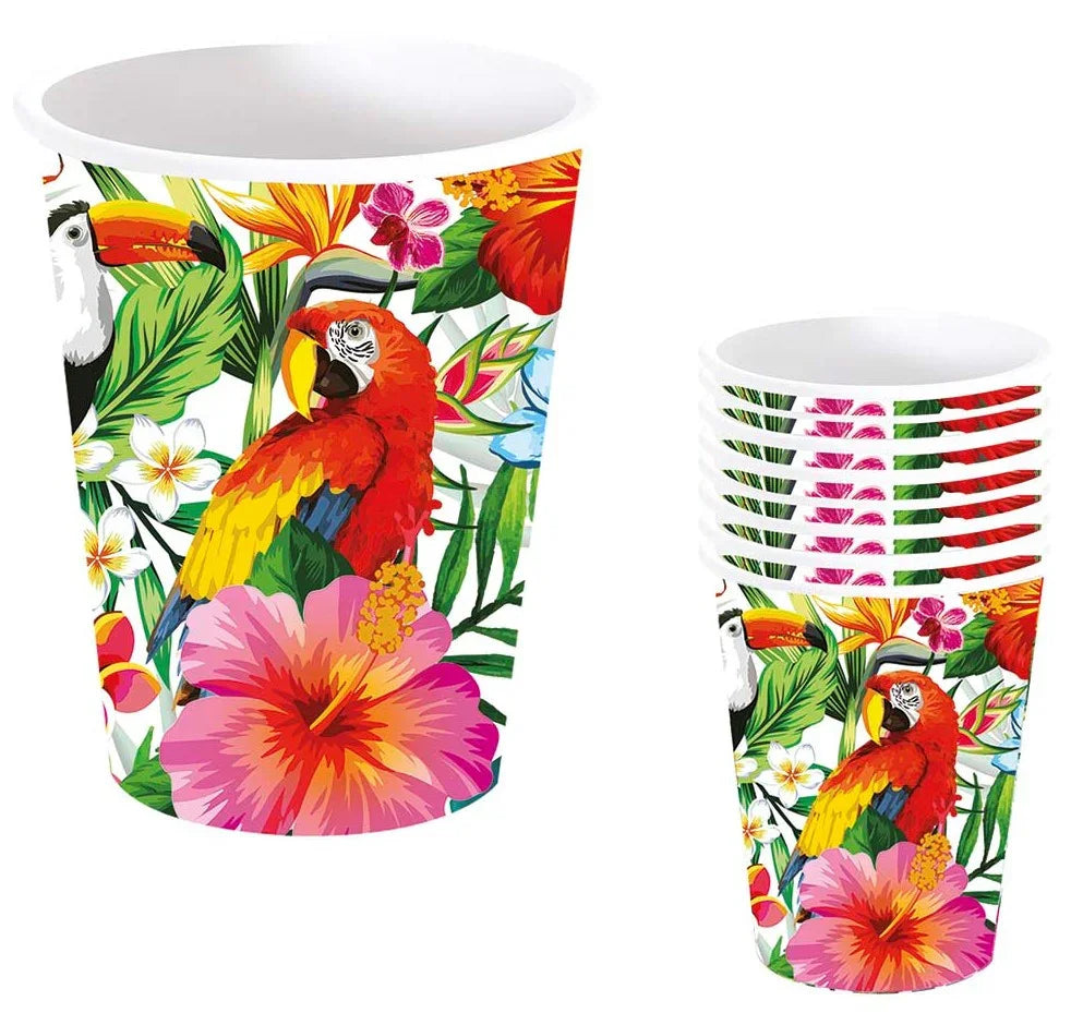 Pack de 6 Vasos Hawaianos con Estampado Floral Decoración y Menaje Verano Guirca