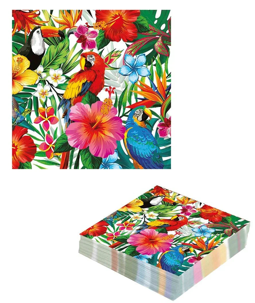 Pack de 12 Servilletas Hawaianas con Estampado Floral Decoración y Menaje Verano Guirca