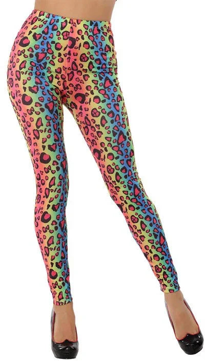 Leggings de Leopardo Multicolor Arcoíris para Mujer Leggings Atosa