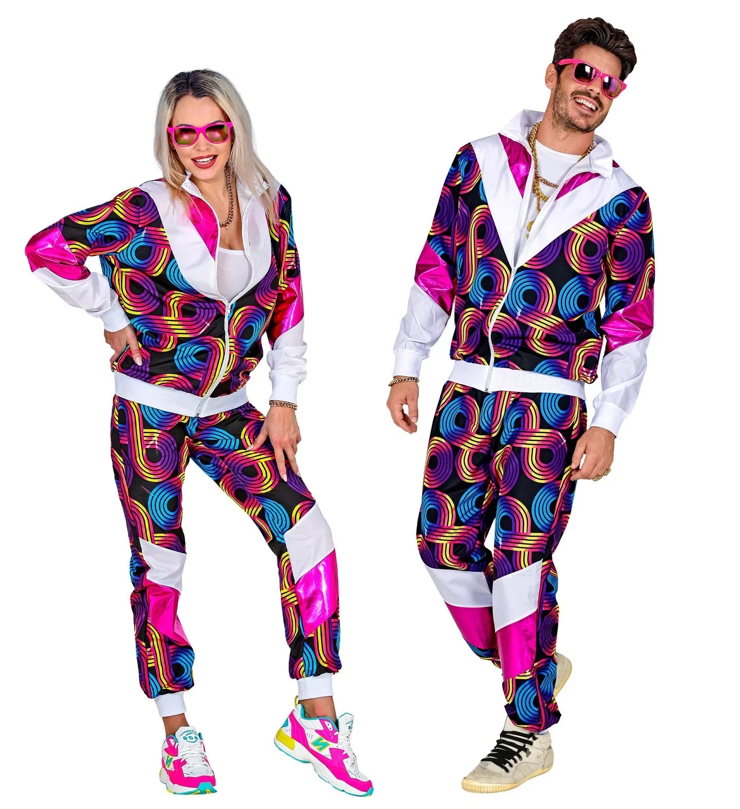 Disfraz Chándal de Táctel de Estampado Ochentero para Adulto Chándales de Táctel Años 80 Widmann