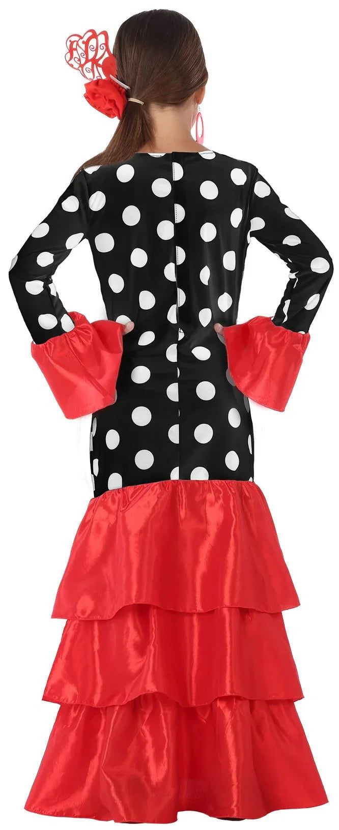 Disfraz de Flamenca Negra con Volantes Rojos Infantil Sevillanas y Flamencas Infantiles Atosa