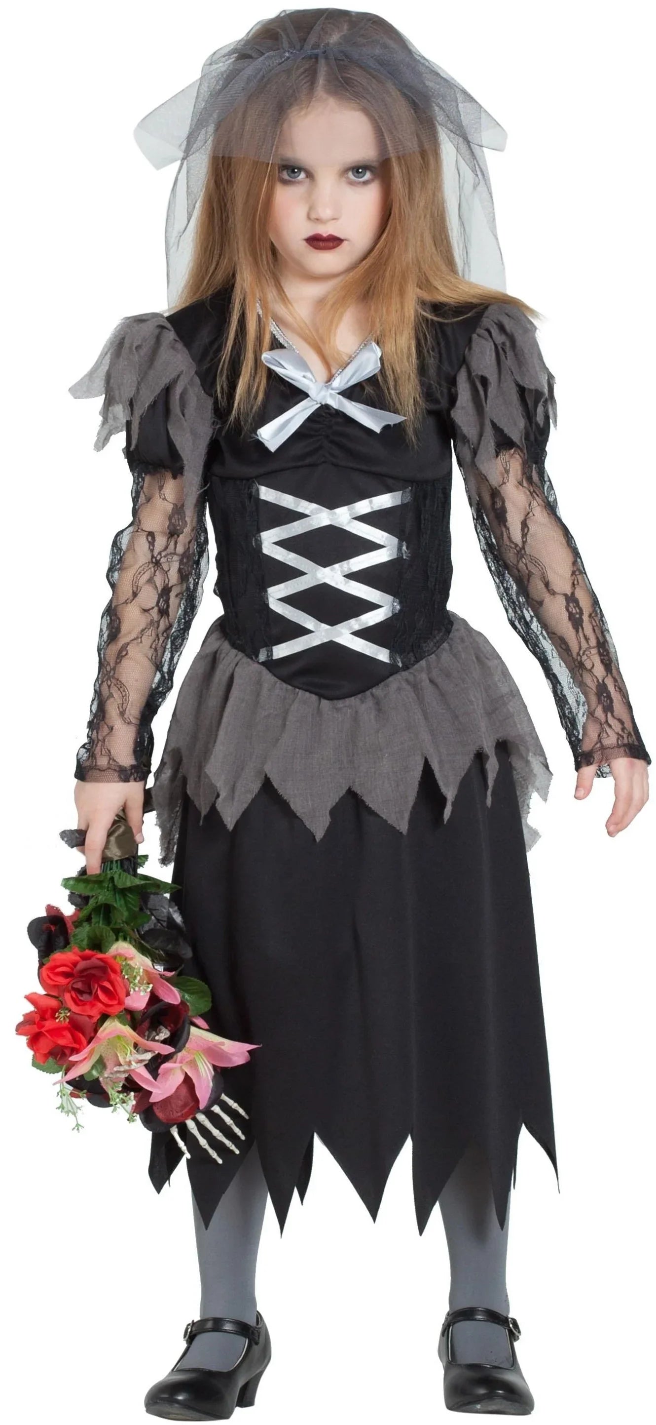 Disfraz de Novia Cadáver Negro para Niña Novias Cadáver Kimokawaii