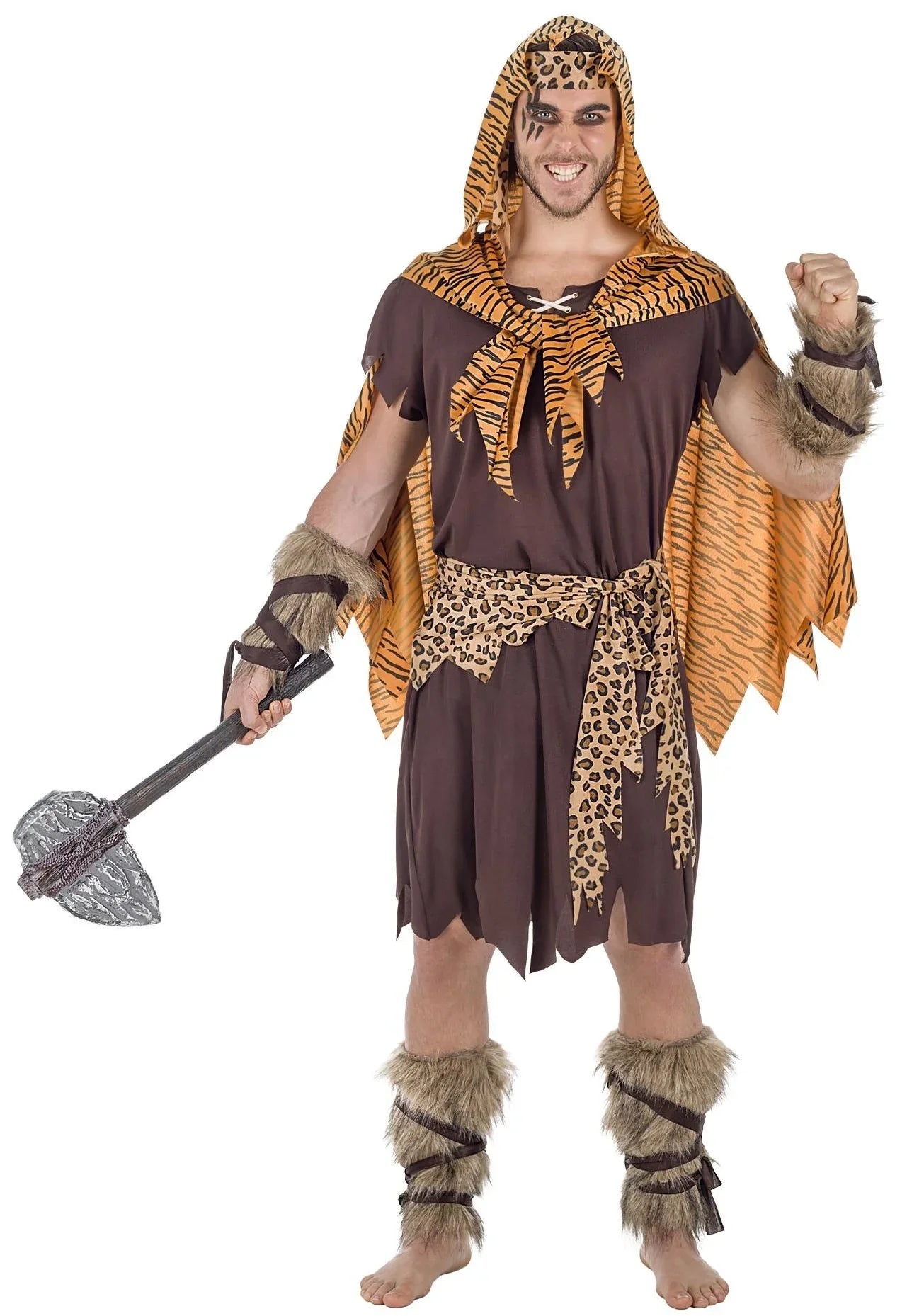 Disfraz de Cavernícola con Capa para Hombre Trogloditas y Cavernícola Kimokawaii