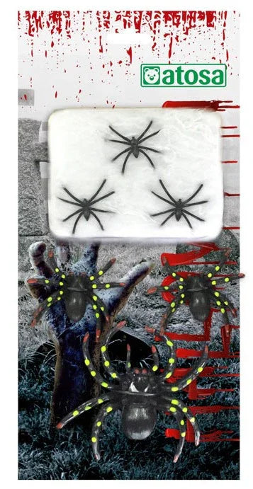 Telaraña con Arañas para Decoración de Halloween Arañas y Telarañas Atosa