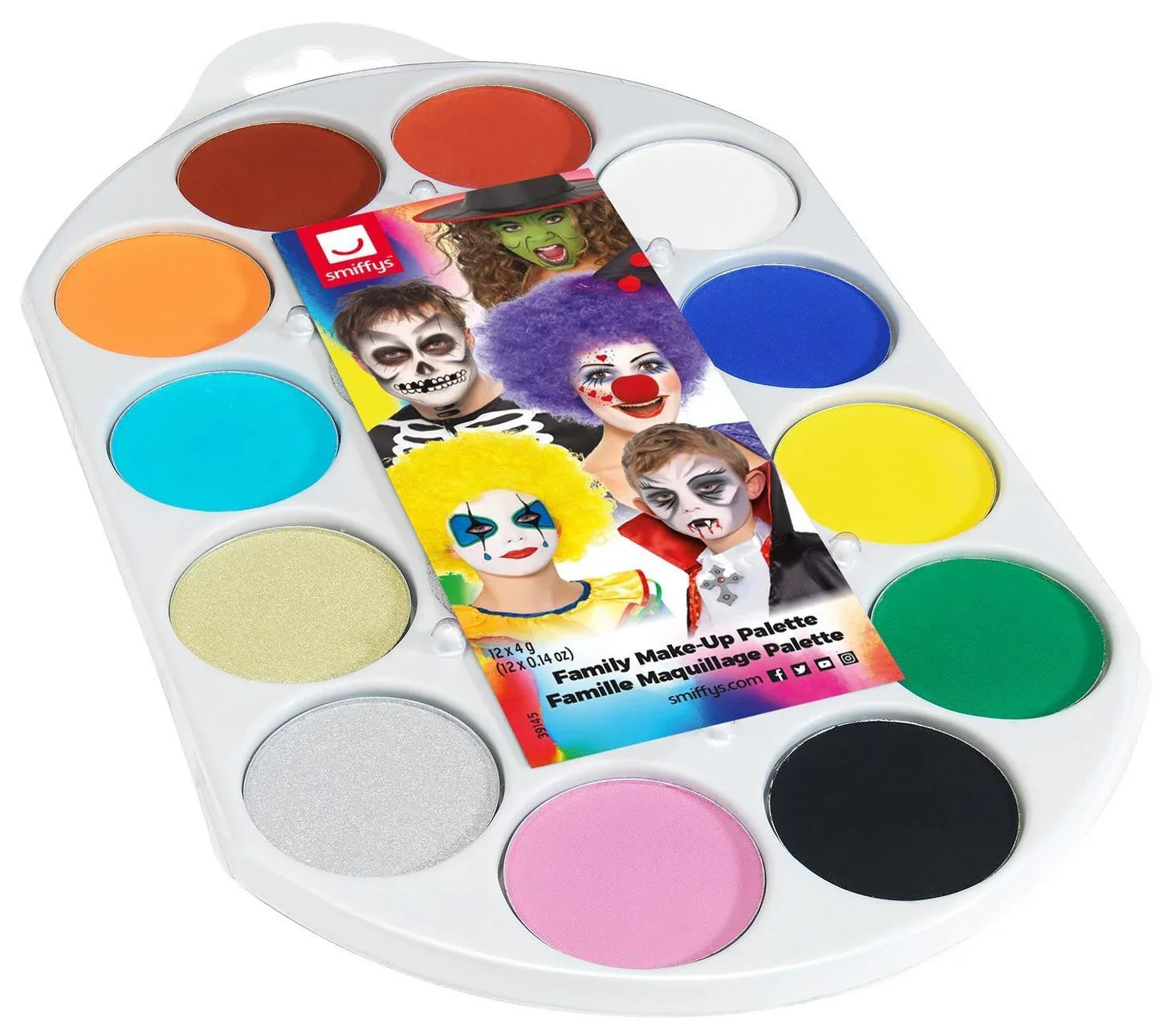 Paleta de Maquillaje al Agua con 12 Colores y Aplicadores Kits de Maquillaje Smiffys