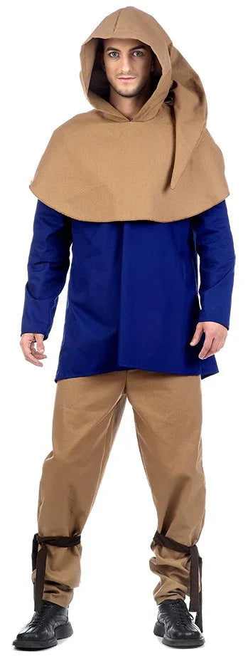 Traje de Campesino Medieval Azul para Hombre Campesinos y Posaderos Medievales Limit Sport