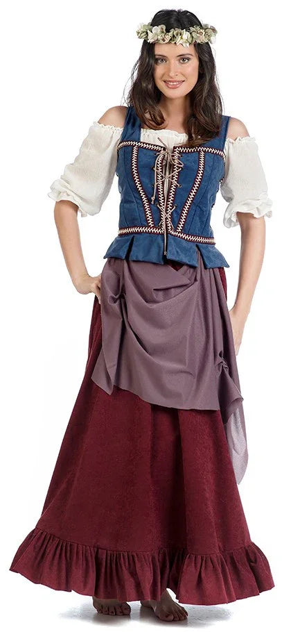 Disfraz de Mesonera Medieval Azul para Mujer Taberneras y Campesinas Medievales Limit Sport