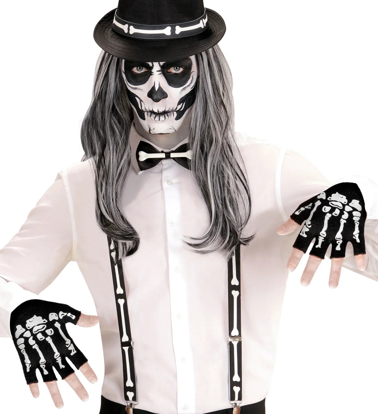 Guantes de Esqueleto sin Dedos Esqueletos Widmann