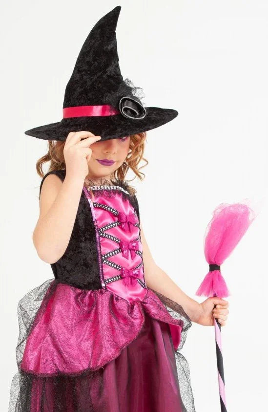 Disfraz de Bruja Coqueta Rosa para Niña Brujas Rubies
