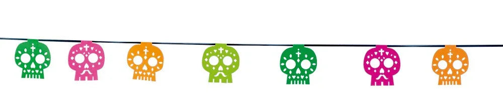 Guirnalda de Catrina Muerte Mexicana en Colores Neón Guirnaldas de Halloween Rubies