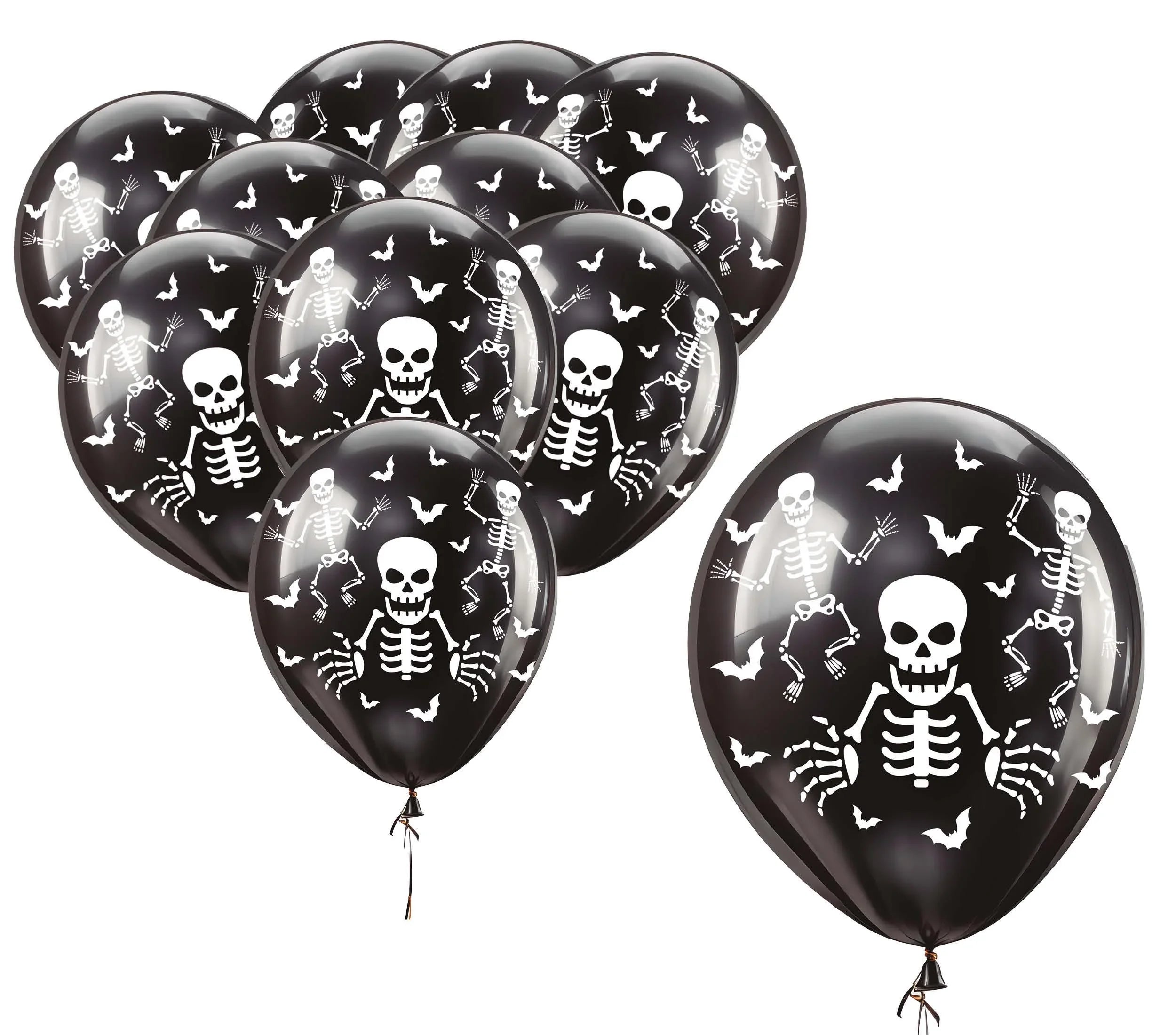 Pack de 10 Globos Negros con Esqueletos Globos de Halloween Guirca