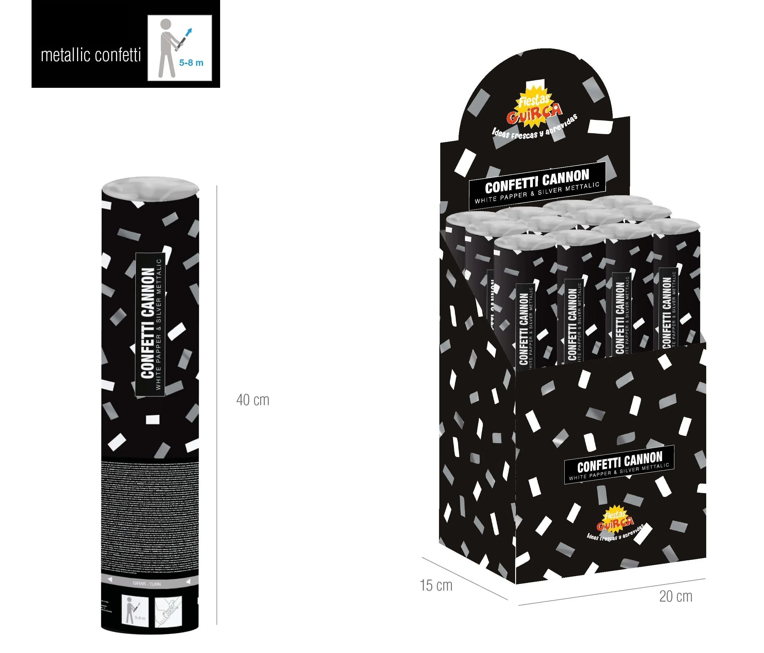 Cañón de Confeti Plateado COMPLEMENTOS Guirca