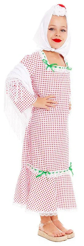 Disfraz de Chulapa Blanca con Lunares Rojos Infantil Chulapos y Chulapas Infantiles Partilandia