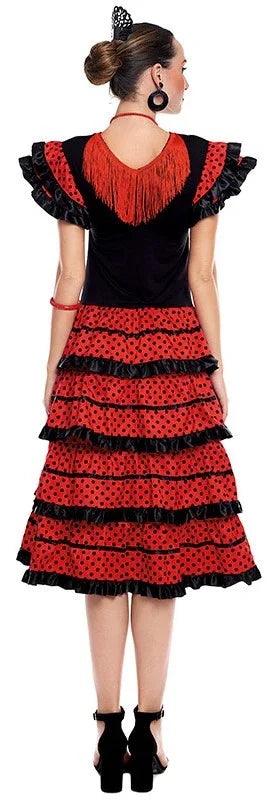 Disfraz de Sevillana Negro y Rojo para Mujer Sevillanas Partilandia