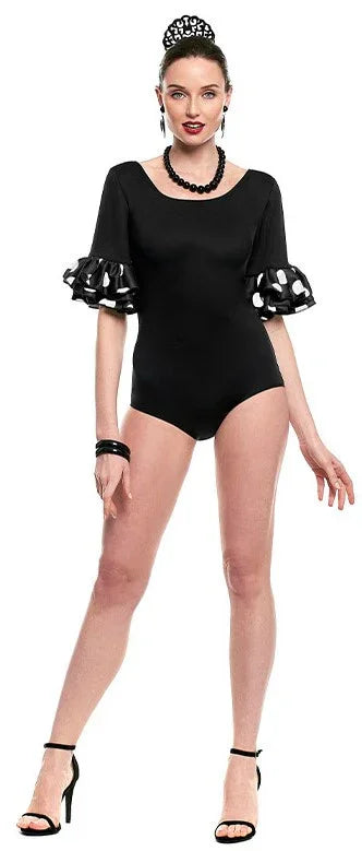 Body de Sevillana Negro con Volantes para Mujer Sevillanas Partilandia
